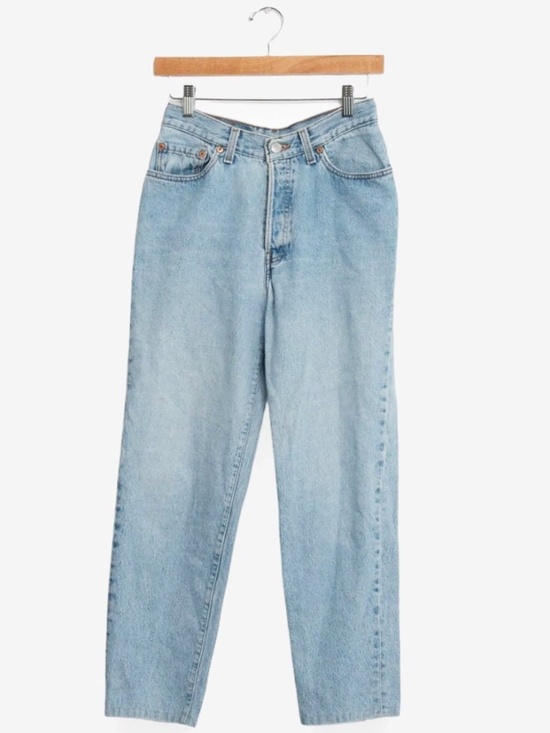 Levi's Denim - vintage 90s levis 501 light blue denim button fly mom jeans W 28